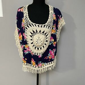 Love J Crochet Beach Cover Up or Festival Blouse Top Shirt